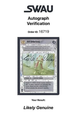 Star Wars CCG - Leslie Dilley   (art director) signed card - SWAU verified