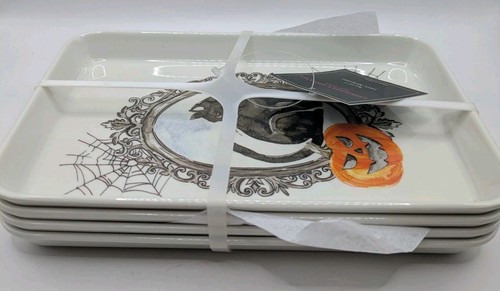 Halloween Themed Melamine Appetizer Plates 8.5"x 5.5" Set of 4 Christian Siriano - Picture 10 of 10