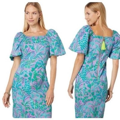 Lilly Pulitzer Lettie Mini Dress Puff Sleeve On the Chase Purple Iris 8 NWT $198