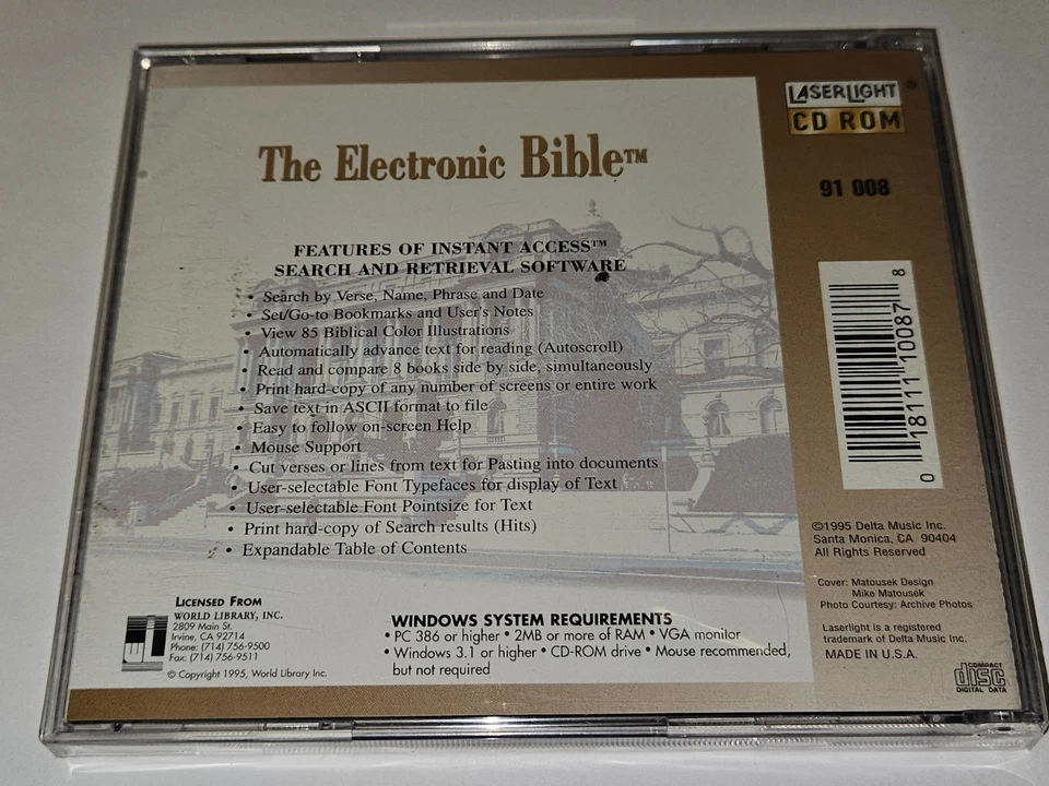 The Electronic Bible Laserlight CD-ROM 1995 Windows Software *NEW/SEALED* - Image 2 of 4