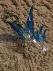 Vintage Murano Style Hand Blown Glass Dragon Figurine Blue & Clear