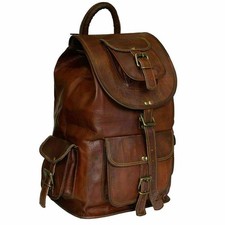 Backpack Laptop Leather Travel Bag Men's School Vintage Genuine Rucksack Large