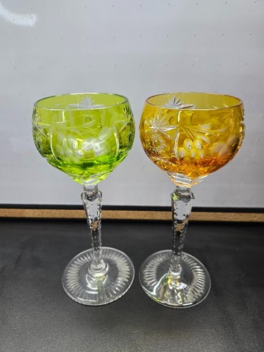 NACHTMANN Traube Cut to Clear Crystal Hock Wine Glasses 6 7/8" set of 4 - Picture 4 of 9