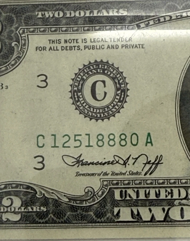 1976 $2 Two Dollar Bill - Stamped 4/13/1976 PCGS 66 PPQ FDOI 2 Consecutive SN V5 - Image 3 of 4