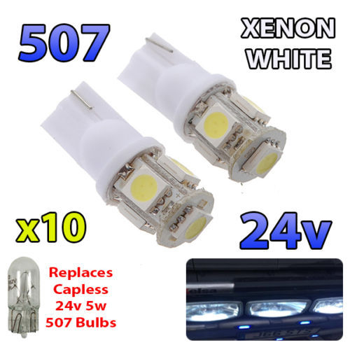 T10 24v 501 White Led Truck HGV Hella Lorry W5W Side Light Bulbs T10 24v 501 White Led Truck HGV Hella Lorry W5W Side Light Bulbs
