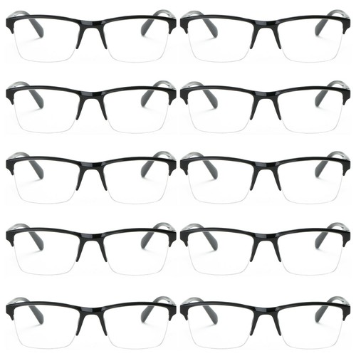 10 Packs Men Women Unisex Square Half Frame Reading Glasses Spring Hinge Readers - 第 1/11 張圖片