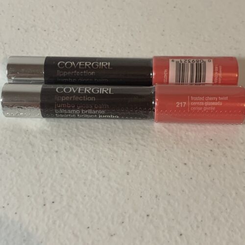 Lot Of 2 COVERGIRL LIP PERFECTION JUMBO GLOSS BALM 217 FROSTED CHERRY Twist New