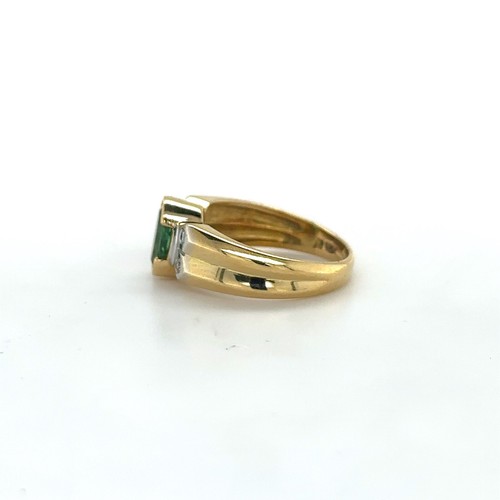 Pretty! 1 Carat Oval Green Tourmaline & Diamond Cocktail Ring - 18k Yellow Gold - Picture 4 of 6