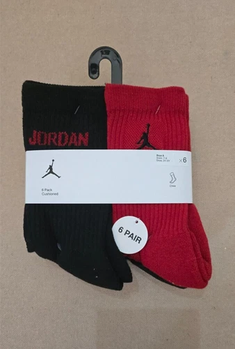 Air Jordan Cushioned Crew 6 Pair Kids Socks 3y-5y Small Womens 4 - 7