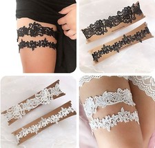 Women Black White Hens night Party Bride Wedding Trim Lace Garter Suspender Belt