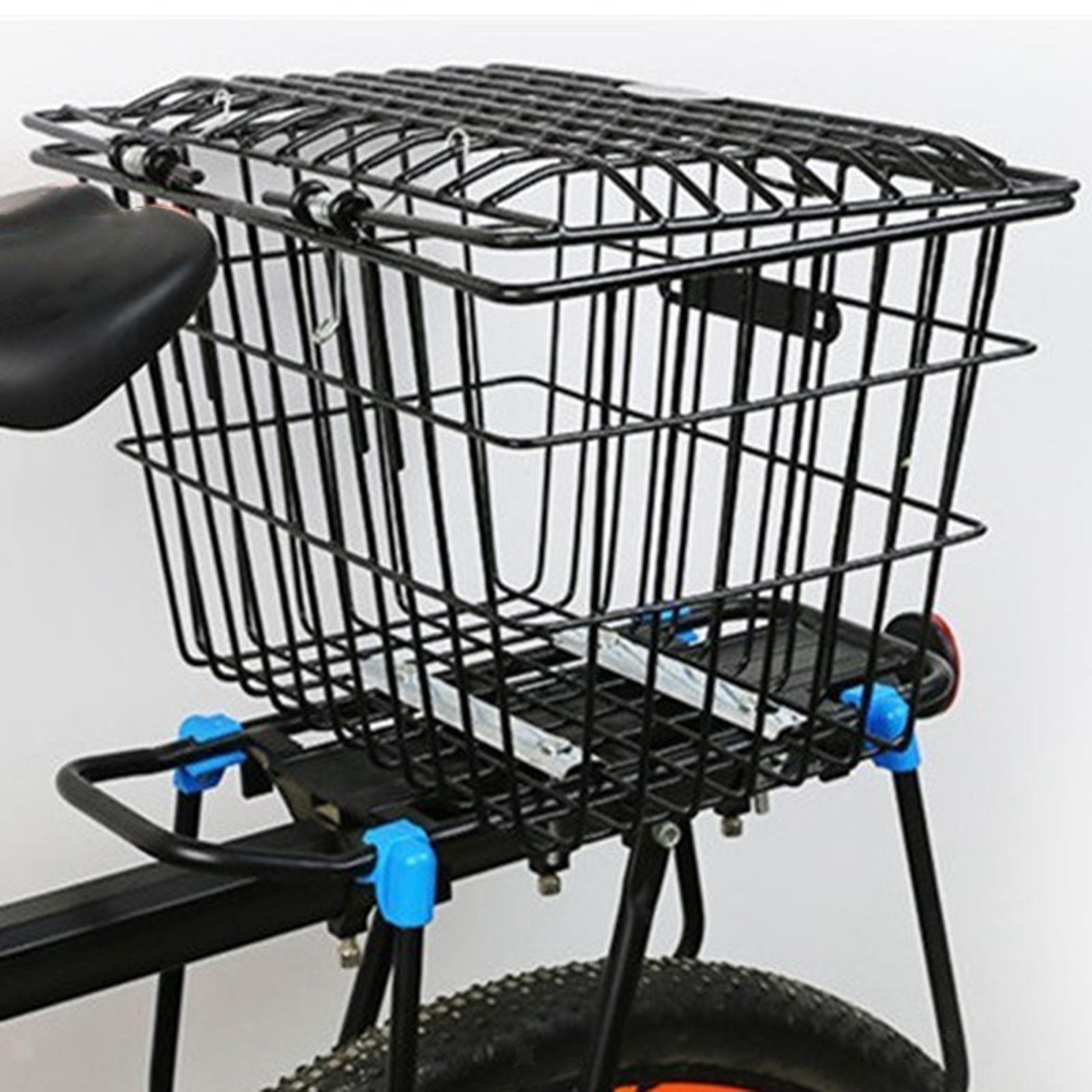 Rear Bike Basket Heavy Duty with Lids Waterproof Detachable Bike Frame