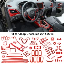 Red Car Console Dash Gear Panel Decor Cover Trim Shell For Jeep Cherokee 2014-18