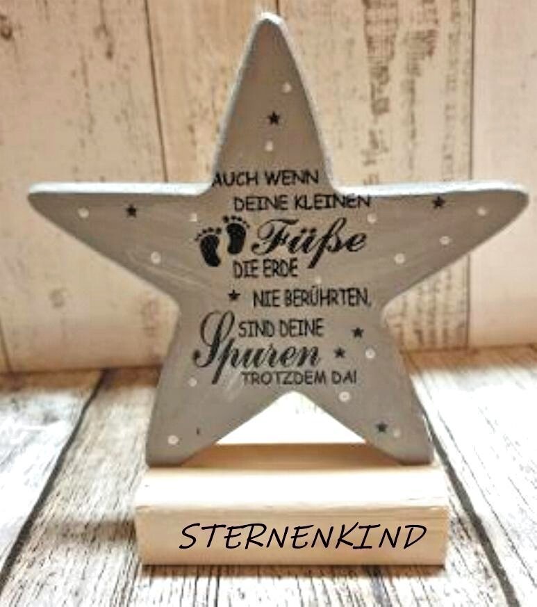 Sternenkind Erinnerung Holzstern Andenken Stern Trauer Baby Sternenkinder Holz