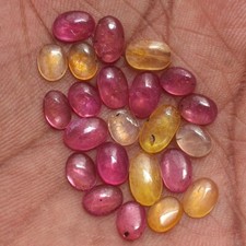 23 Pcs Natural Blue Sapphire 6mm-9mm Oval Cabochon Loose Gemstones Wholesale Lot