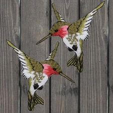 Hummingbird Embroidered Patch — 2-Pack — Iron On