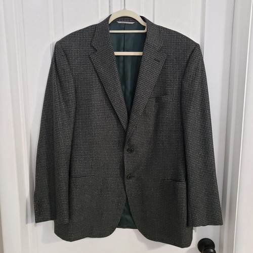 Canali Mens Wool Blazer Sport Coat 44R Plaid Check Career Made In Italy Charcoal