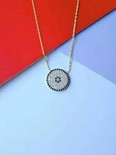 1Ct Round Cut VVS1 Diamond Women Circle Pendant 14K White Gold Finish Free Chain