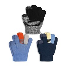 Kimmy Ku kids boys gloves 3 pairs touch screen with lining blue black gray