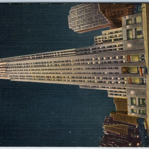 c1940s New York City, NY Night RCA Building Rockefeller Center PC Art