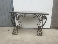 tavolo con base in ferro e piano in marmo, manifattura francese anni '60/'70