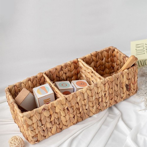 Rectangular Cosmetics Wicker Basket Household Room Storage Box Home Decoration - Picture 8 of 9