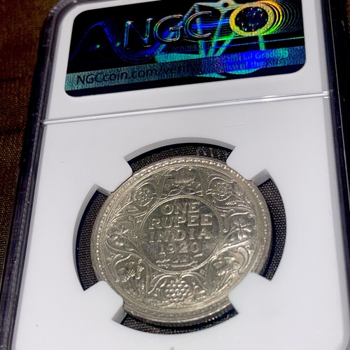 British India 1 Rupee, 1920 (B) Bombay NGC MS 61 King George V   ‘NICE’ - Picture 1 of 4