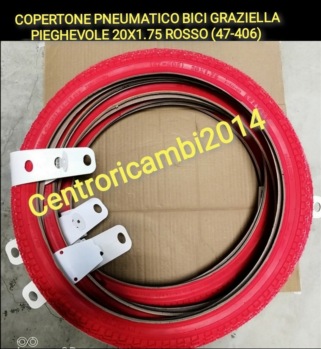 Kit 2 Copertoni + 2 Camere D'aria Bici 20 x 1.75 GRAZIELLA BIANCO/NERO