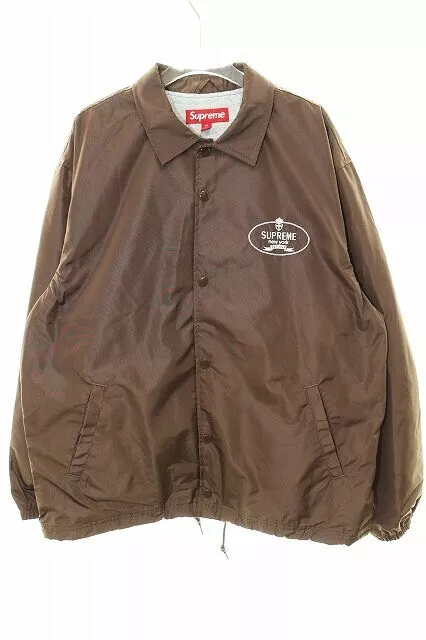 Veste d'entraîneurs Supreme 24FW Crest marron taille M logo bouton pression 100% polyester