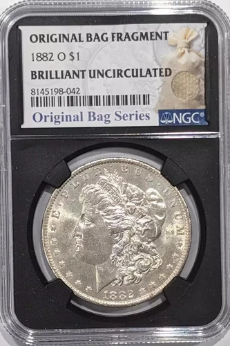 1882 O Morgan Silver Dollar NGC BU Original Bag Series Relic Label 8042