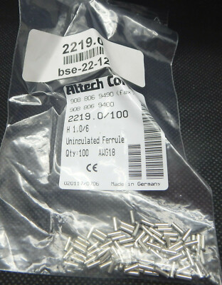 2219.0 ALTECH H1.0/6 UNINSULATED 18 AWG FERRULES Tin Plated Copper 1000 Pieces