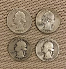 $1 face value Lot of 4 WASHINGTON 90% SILVER QUARTERS - $1.00 face value