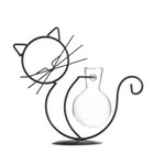 Metal Cat with Glass Bulb Vase Plant Propagation Holder Terrarium Hydroponics