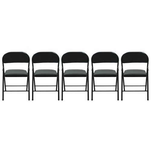 Folding Faux Leather Chairs - Padded Event Seats Conference Hall Guest Seating - Picture 57 of 79