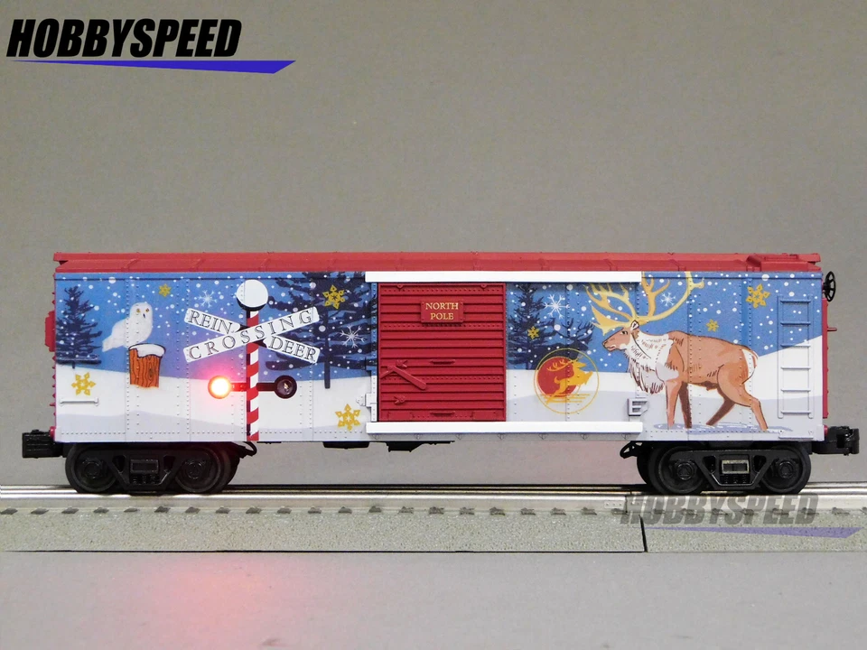 MTH 71196 RAILKING NORTH POLE BOXCAR W/BLINKING LEDs santa reindeer 30-71196 NEW - Image 4 of 4