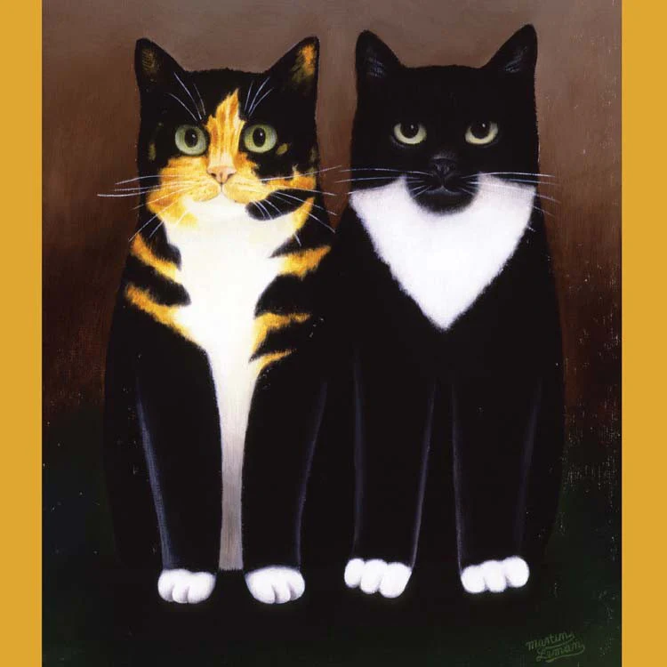 Penny Black & Tiffany Tortoiseshell - Art Blank Greeting / Birthday Card -  Cats