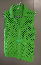 Hand Made Crochet Sleeveless Sweater Vest Womens L Hippie Boho Afghan Granny