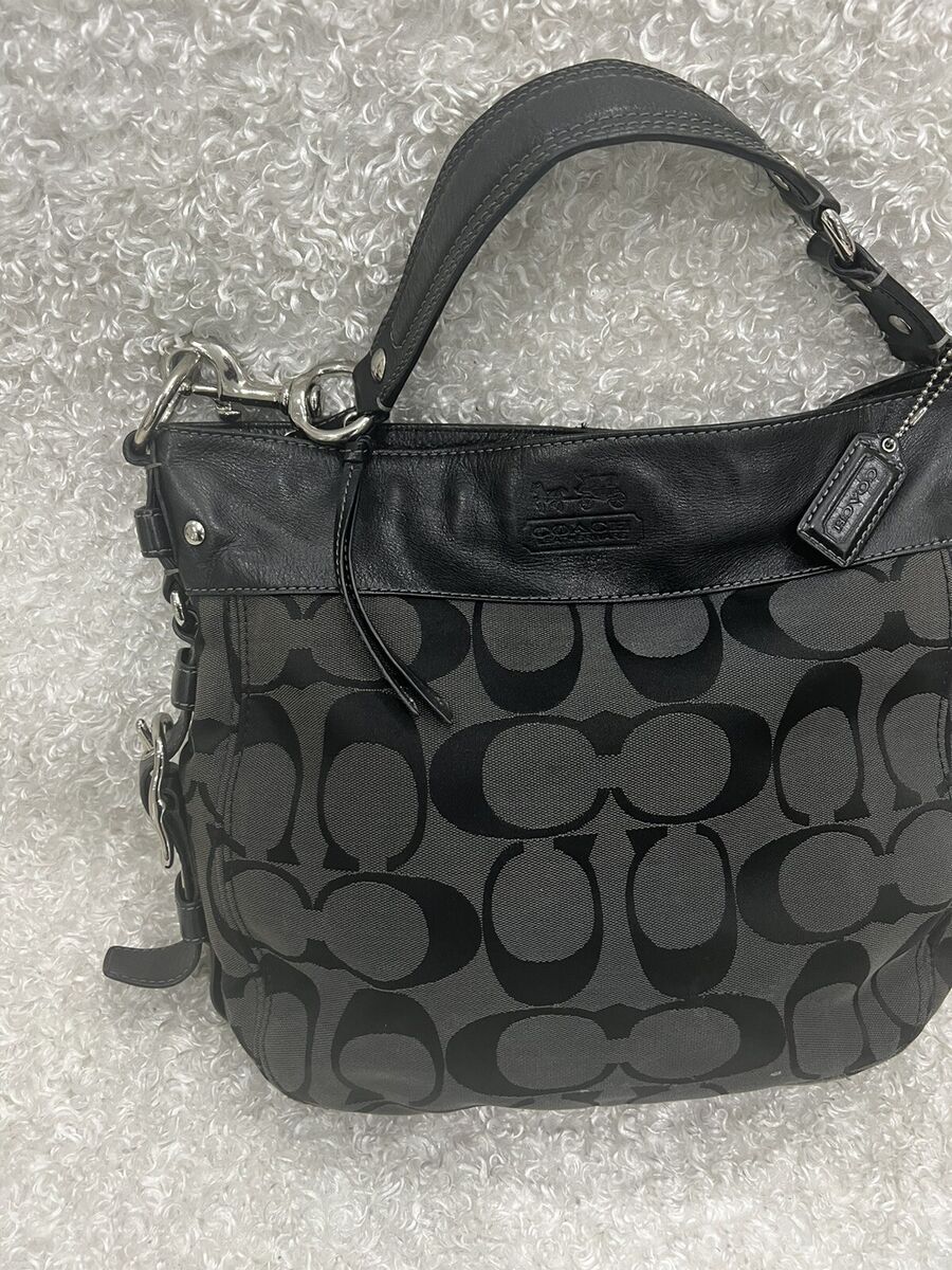 Coach Zoe Signature Hobo Shoulder Bag Purse Black Leather Coach Zoe Signature Hobo Shoulder Bag Purse Black Leather