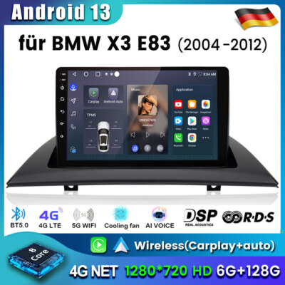 6+128G Carplay Android13 Auto Für BMW X3 E83 2004-2012 Autoradio NAVI GPS VIplus
