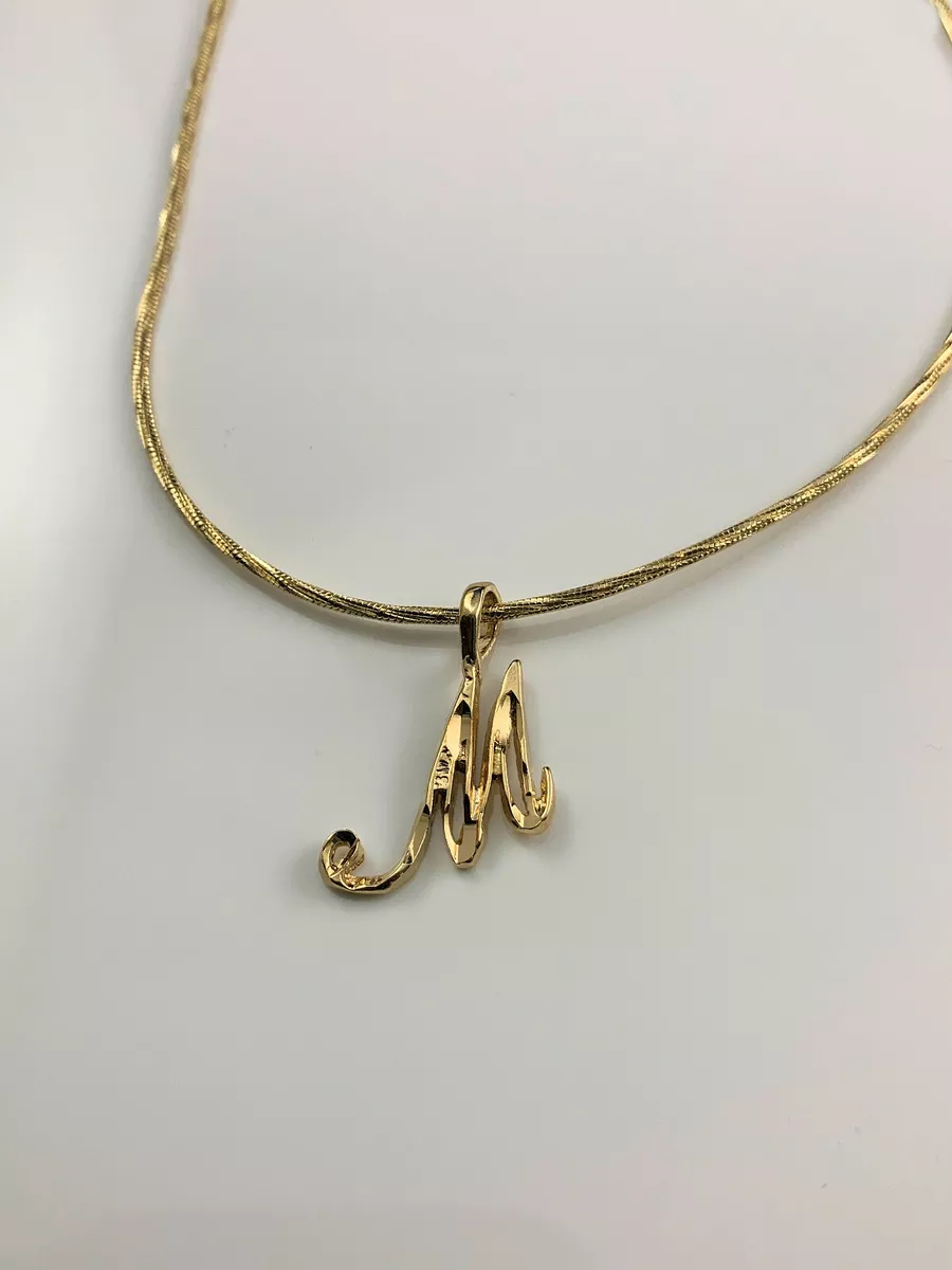 Real Gold Plated M Initial Pendant Necklace