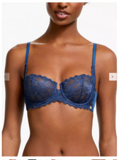 Underwired Balcony Bra Size 32DD Full Cup AND/OR Allegra Bra Indigo Blue Lace 