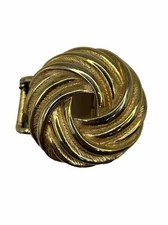 Douglas Paquette Swirl Ribbon Belt Buckle Gold Tone Metal Vintage Mid Century