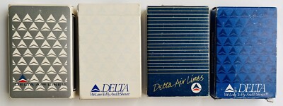 Delta Airlines Playing Cards - 4 Different Styles - Lot of 4 - Used