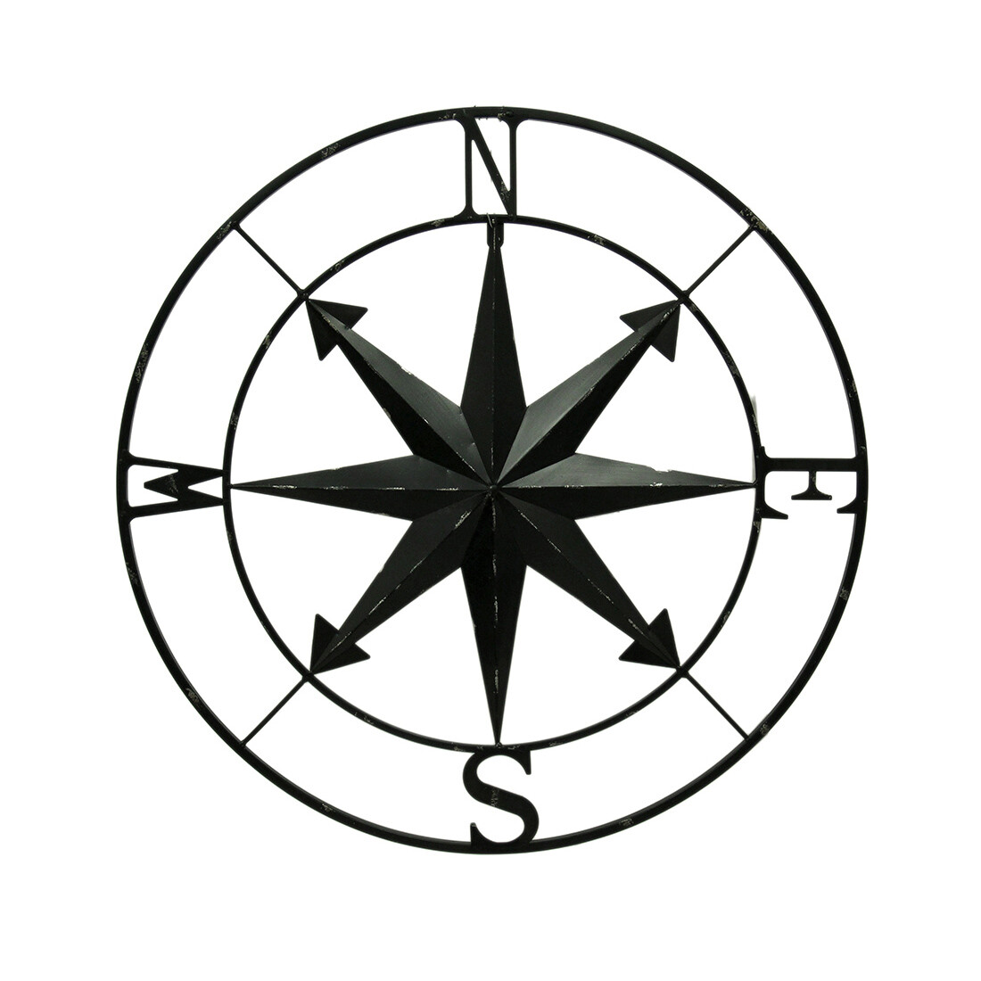 Scratch & Dent Distressed Metal Indoor Outdoor Compass Rose Wall Hanging 28 Inch