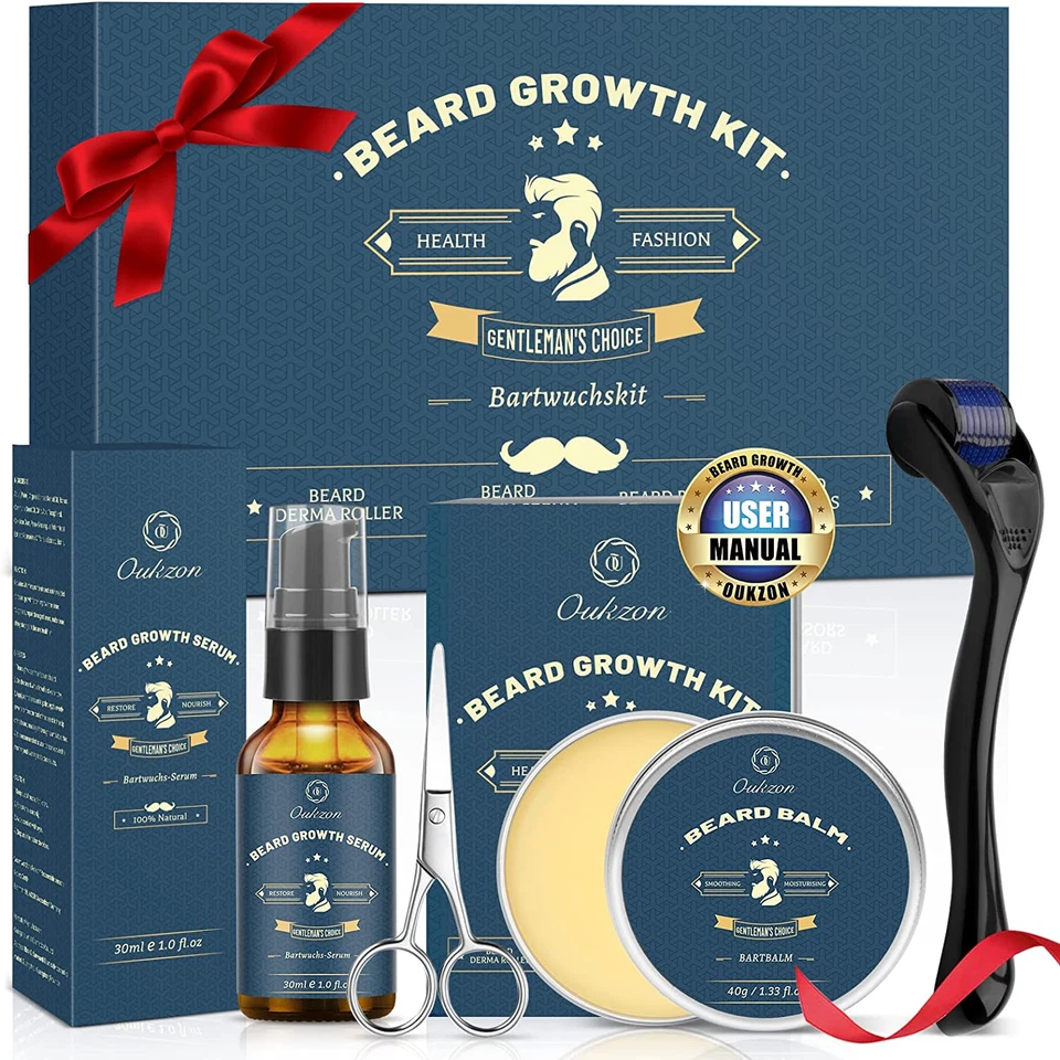 Beard Growth Kit, Oukzon Bart Wachstum Set - Bartwuchsmittel Männer Mit Bartroll