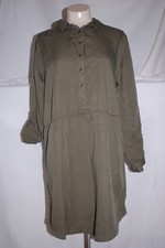 Womens SAGE GREEN L/S SHIRT DRESS Loose Fit BUTTON DOWN FRONT Pockets XXL / 20