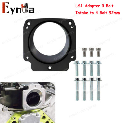 For LS Throttle Body for LS1 / Truck Adapter 3 Bolt Intake to 4 Bolt 92mm Black
