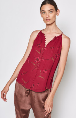 $199 NWT JOIE SzXL GALLETHA B FLORAL BUTTON FRONT SLEEVELESS SILK