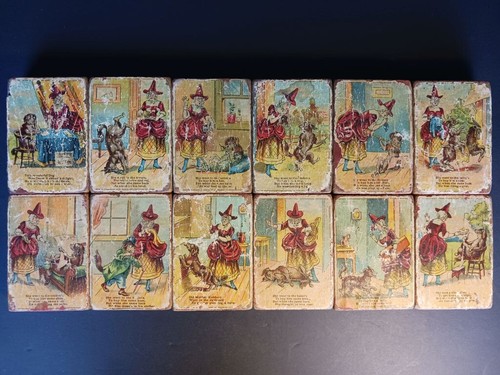 Victorian Era Lithograph Alphabet Blocks w/Animals/Nursery Rhymes/Mother Hubbard - Picture 4 of 5