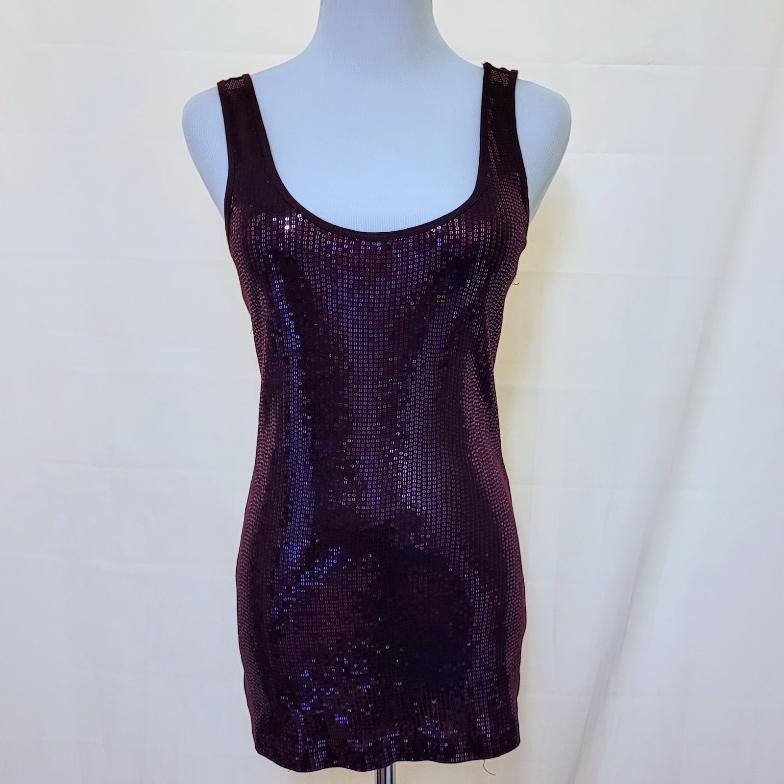 Express Sexy Basic Sequin Front Wine Double Scoop… - image 2