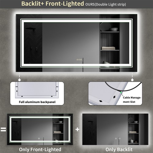 1500mm Jumbo LED Illuminated Bathroom Mirror Defog HD Vanity Mirror Dimmable AU - Picture 13 of 19
